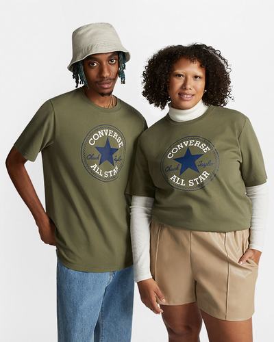 Women's Converse Go-To All Star Patch Standard Fit T-Shirts Olive | Australia-75108