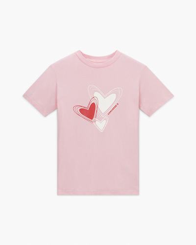 Women's Converse Hearts Graphic T-Shirts Orange Pink | Australia-16293