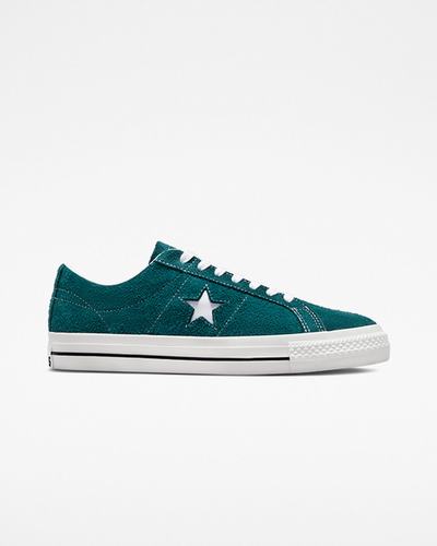 Women's Converse One Star Pro Vintage Suede Skate Shoes Green/Black/White | Australia-47359