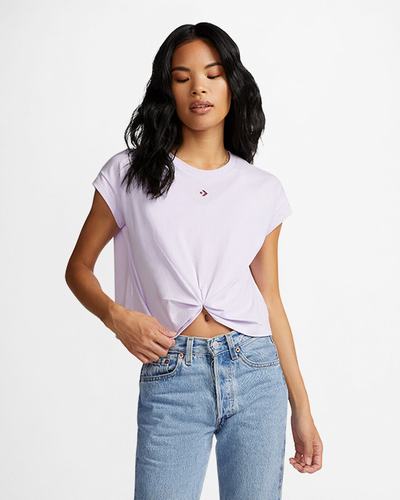 Women's Converse Star Chevron Twist Cropped T-Shirts Purple | Australia-13760