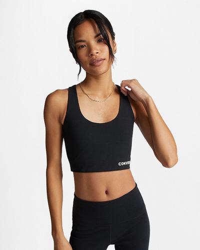 Women's Converse Wordmark Bra Top Sports Bras Black | Australia-20749