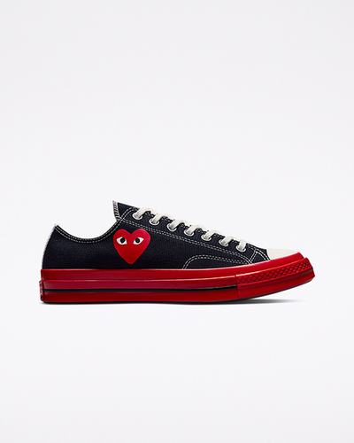 Women's Converse x Comme des Garçons PLAY Chuck 70 Sneakers Black/Red | Australia-02461