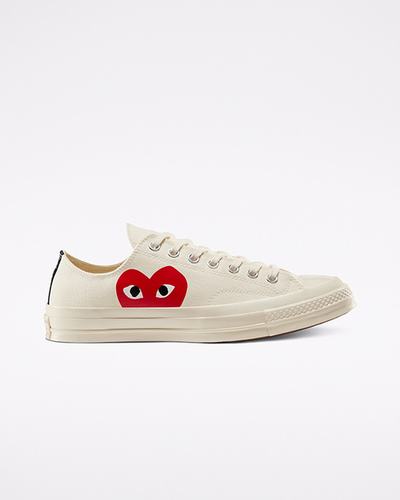 Women's Converse x Comme des Garçons PLAY Chuck 70 Sneakers White/Red | Australia-53714