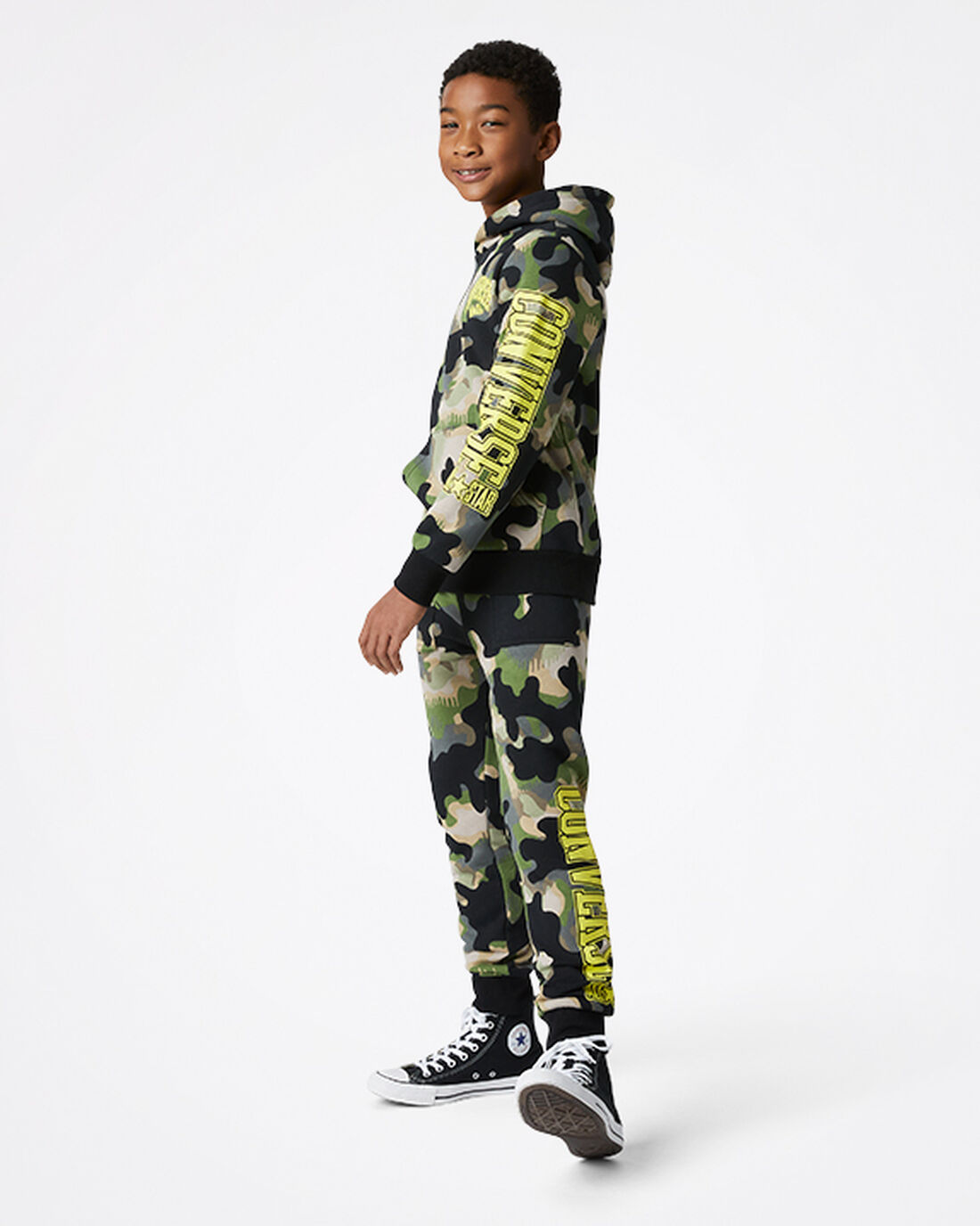 Boys' Converse Camo Pullover Hoodies Olive | Australia-64015