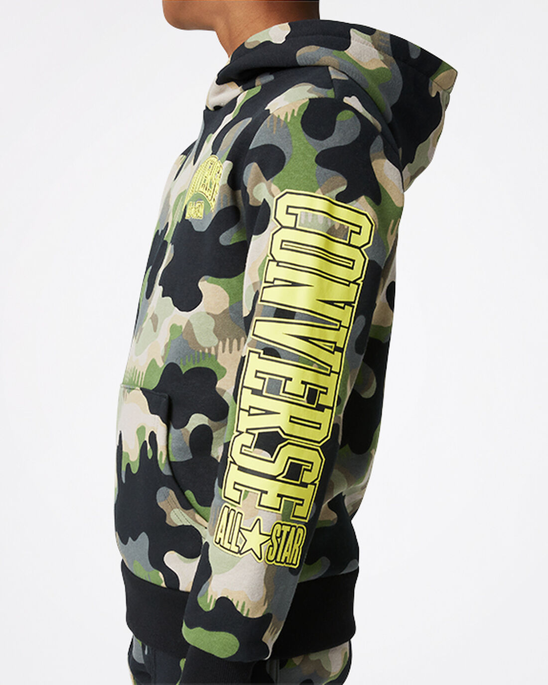 Boys' Converse Camo Pullover Hoodies Olive | Australia-64015