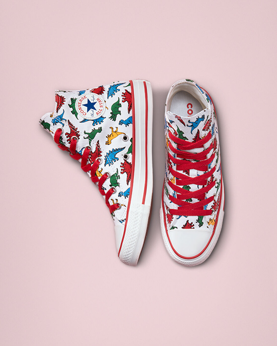 Boys' Converse Chuck Taylor All Star Dinosaurs High Top Sneakers White/Red/Blue | Australia-46098