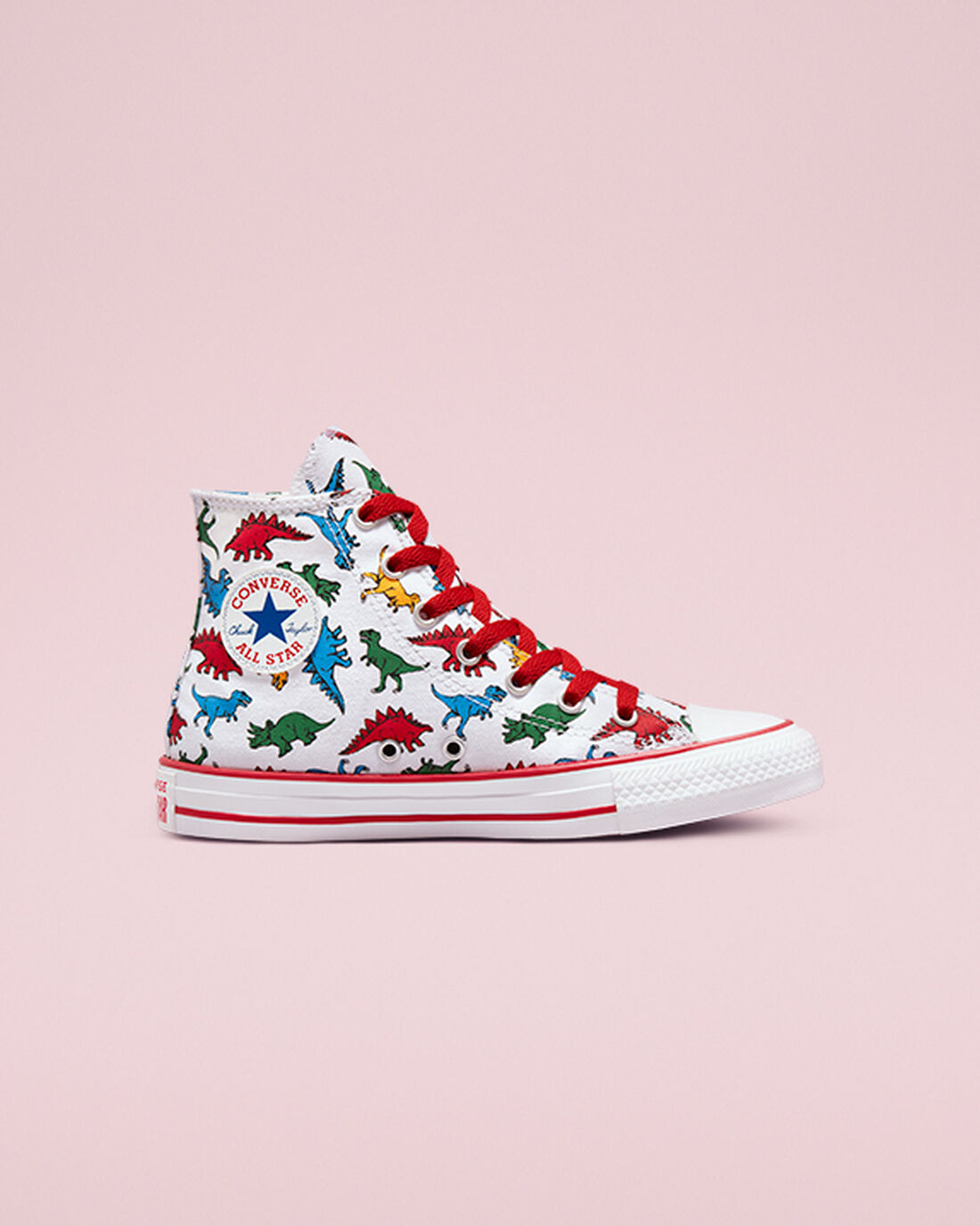 Boys\' Converse Chuck Taylor All Star Dinosaurs High Top Sneakers White/Red/Blue | Australia-46098