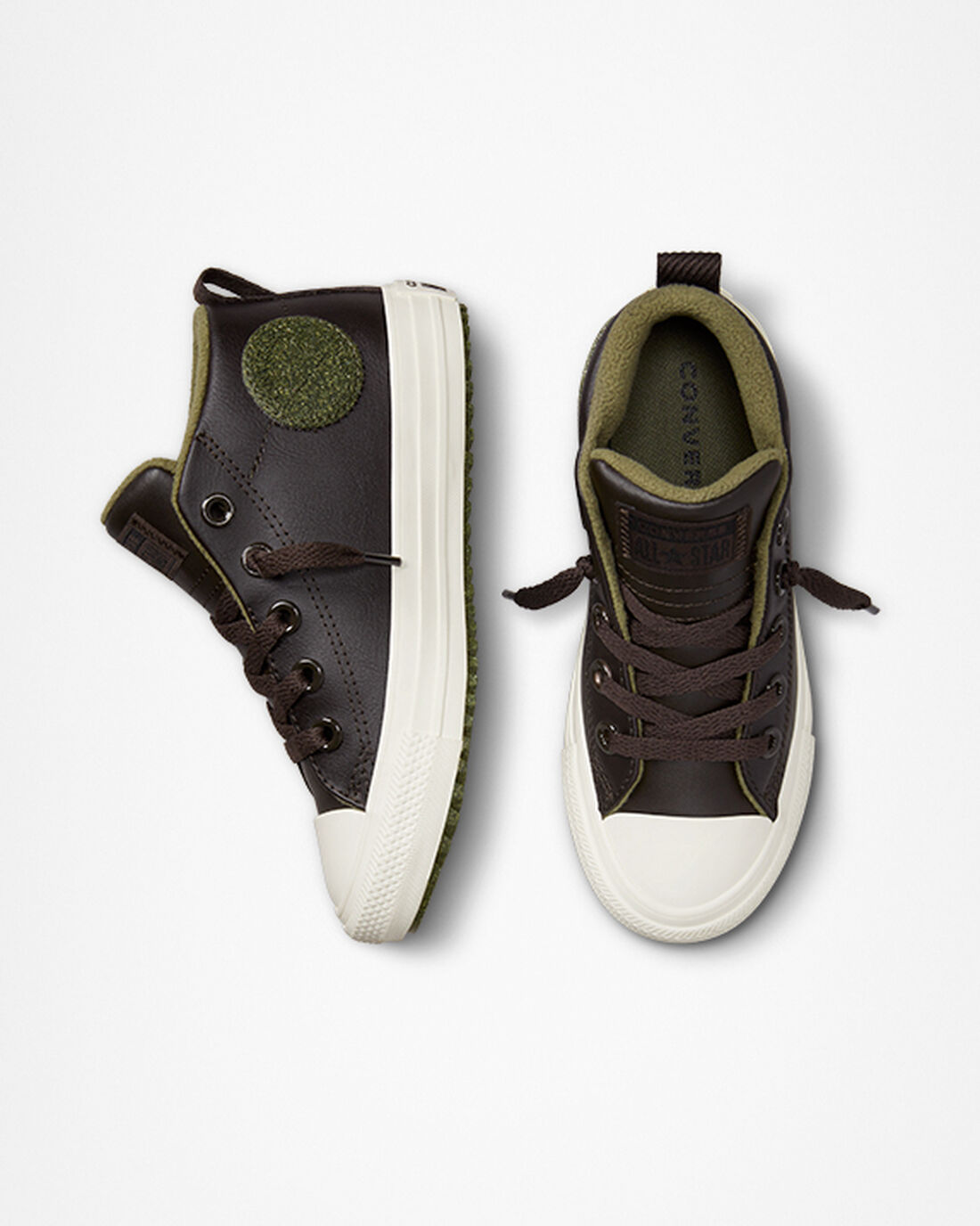 Boys' Converse Chuck Taylor All Star Street Boot Leather High Top Sneakers Brown | Australia-80914