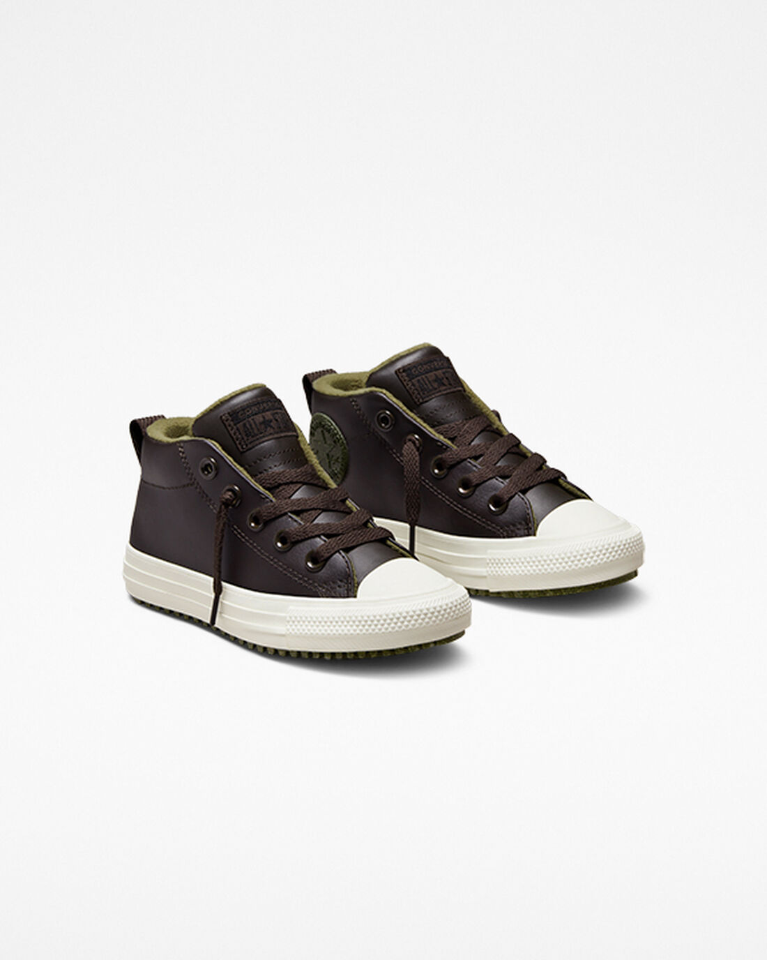 Boys' Converse Chuck Taylor All Star Street Boot Leather High Top Sneakers Brown | Australia-80914