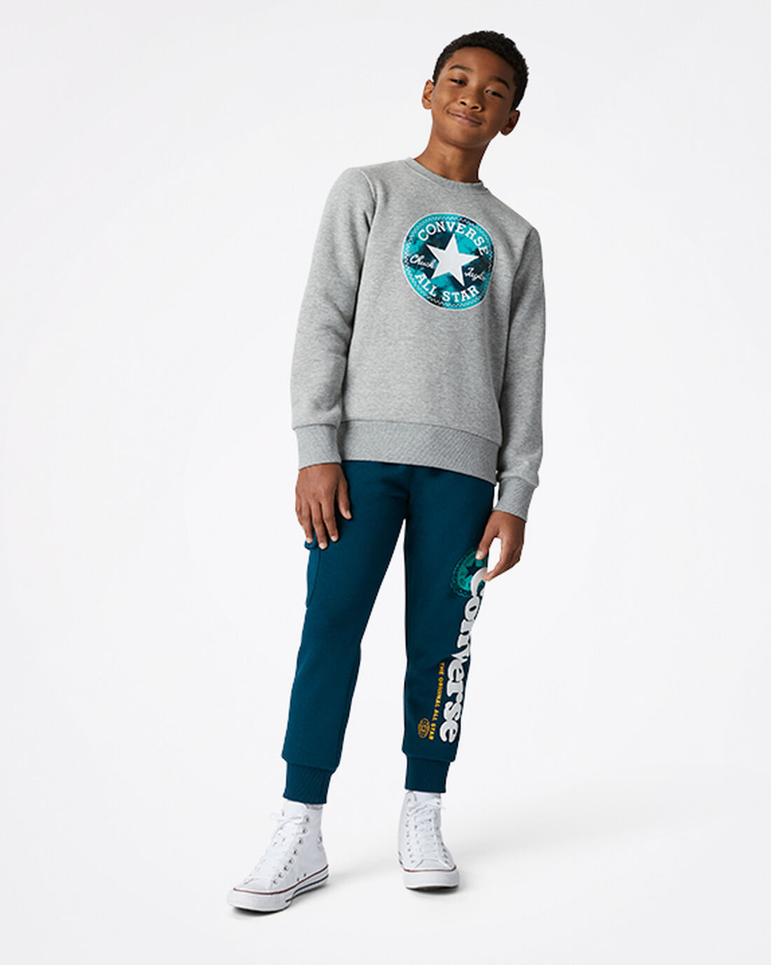 Boys' Converse Into The Wild Fleece Crew Sweatshirts Dark Grey | Australia-81650