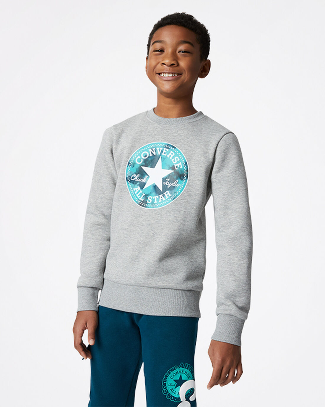 Boys\' Converse Into The Wild Fleece Crew Sweatshirts Dark Grey | Australia-81650