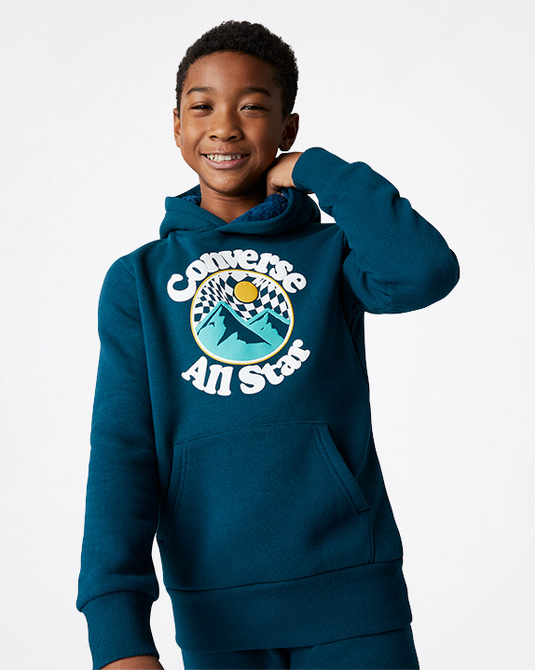 Boys\' Converse Into The Wild Fleece Pullover Hoodies Blue | Australia-49015