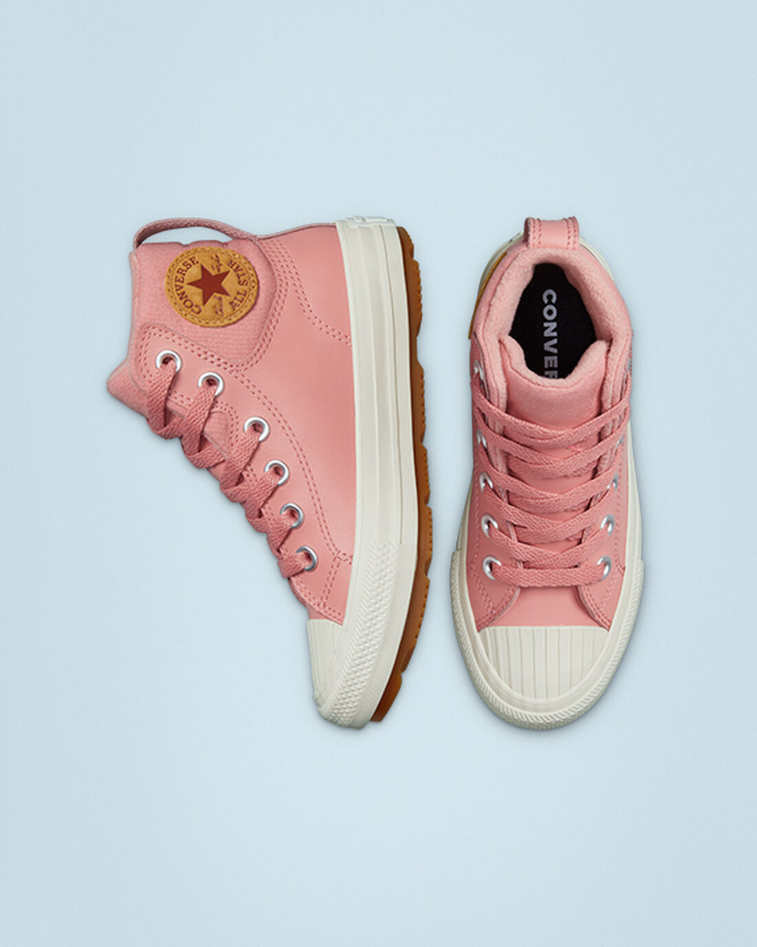 Boys' Converse Leather Chuck Taylor All Star Berkshire Boot Color High Top Sneakers Pink | Australia-08461