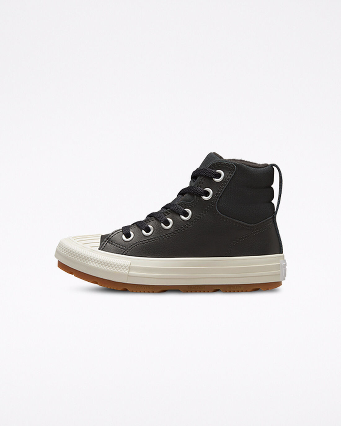 Boys' Converse Leather Chuck Taylor All Star Berkshire Boot Color High Top Sneakers Black | Australia-82964