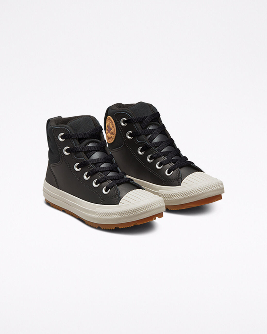 Boys' Converse Leather Chuck Taylor All Star Berkshire Boot Color High Top Sneakers Black | Australia-82964