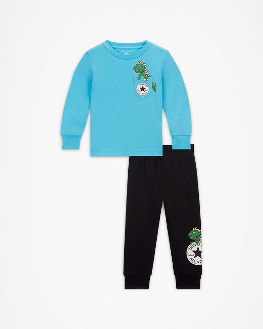 Boys\' Converse Long Sleeve Dino & Jogger Sets Black | Australia-19820