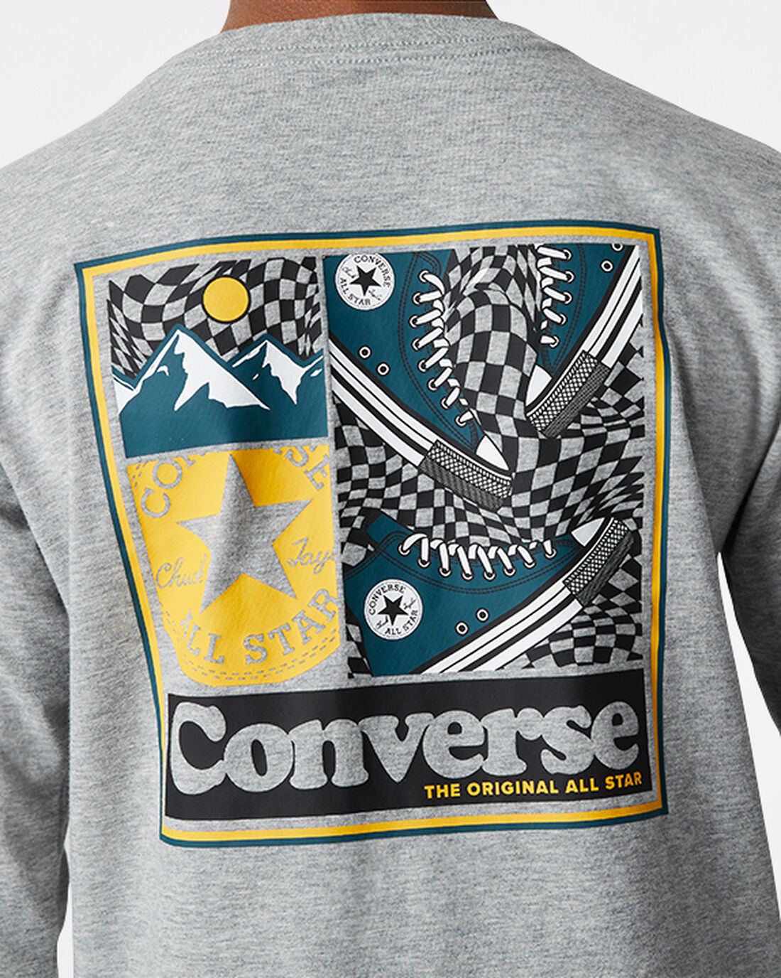 Boys' Converse Long Sleeve Sneaker Collage T-Shirts Dark Grey | Australia-18039