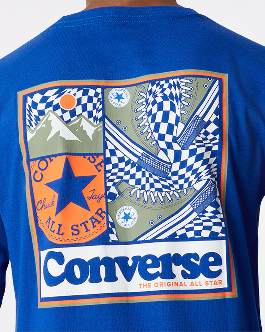 Boys' Converse Long Sleeve Sneaker Collage T-Shirts Blue | Australia-78365