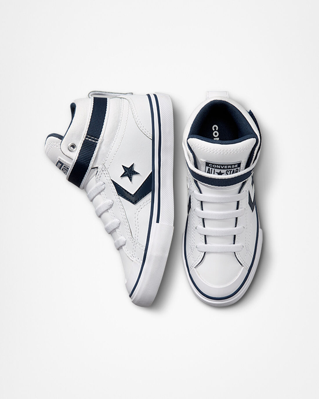 Boys' Converse Pro Blaze Strap Easy-On Varsity Club High Top Sneakers White/Navy/White | Australia-29641