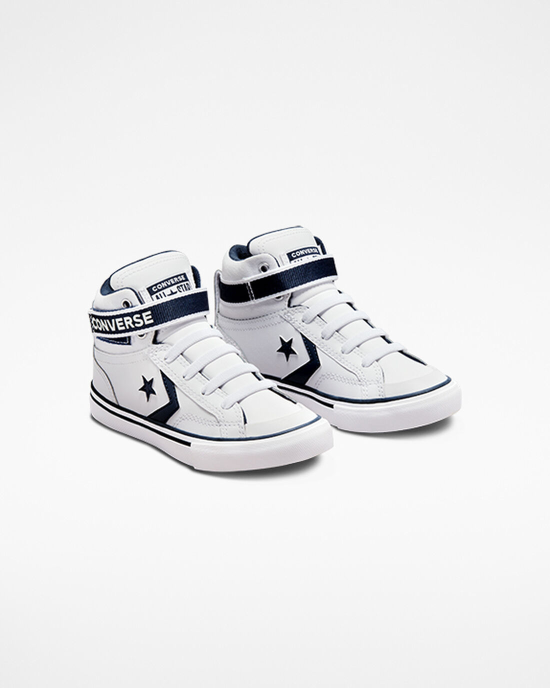 Boys' Converse Pro Blaze Strap Easy-On Varsity Club High Top Sneakers White/Navy/White | Australia-29641