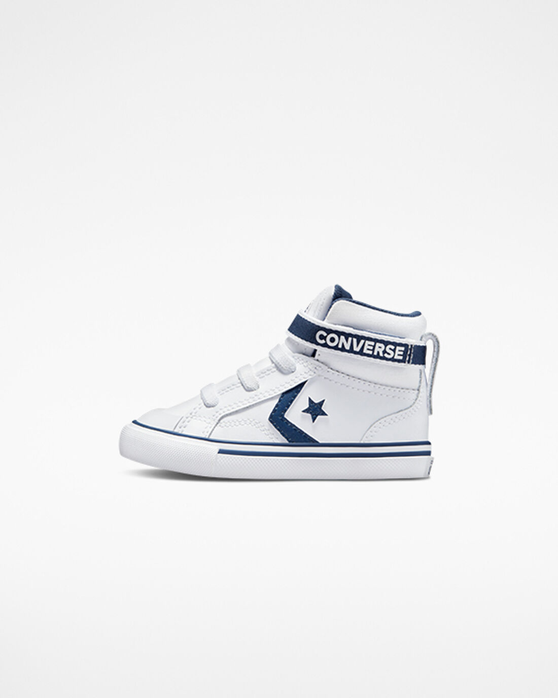 Boys' Converse Pro Blaze Strap Easy-On Varsity Club High Top Shoes White/Navy/White | Australia-48917