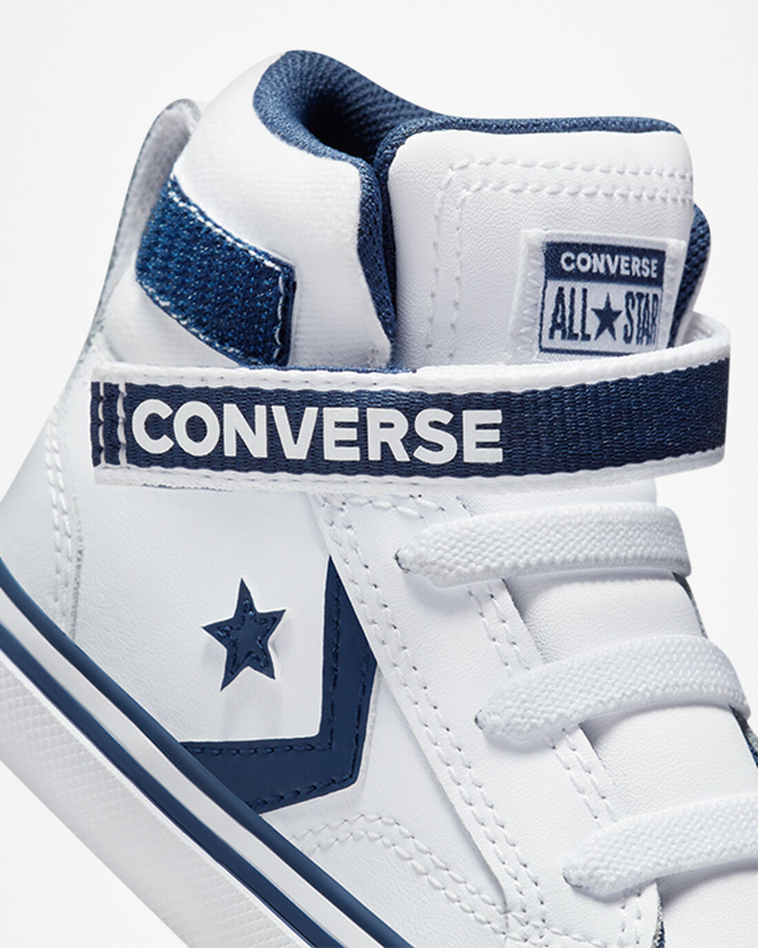 Boys' Converse Pro Blaze Strap Easy-On Varsity Club High Top Shoes White/Navy/White | Australia-48917