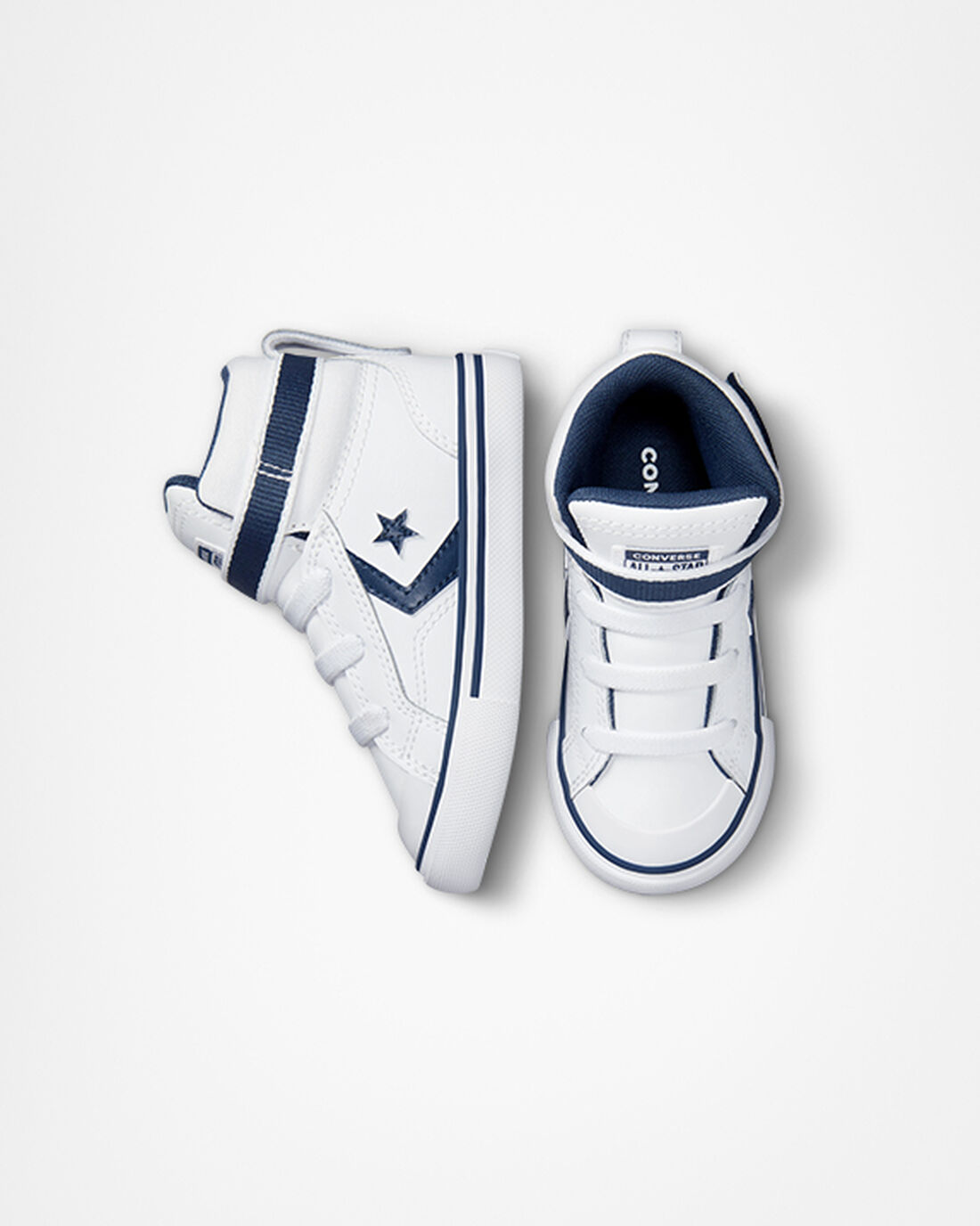 Boys' Converse Pro Blaze Strap Easy-On Varsity Club High Top Shoes White/Navy/White | Australia-48917