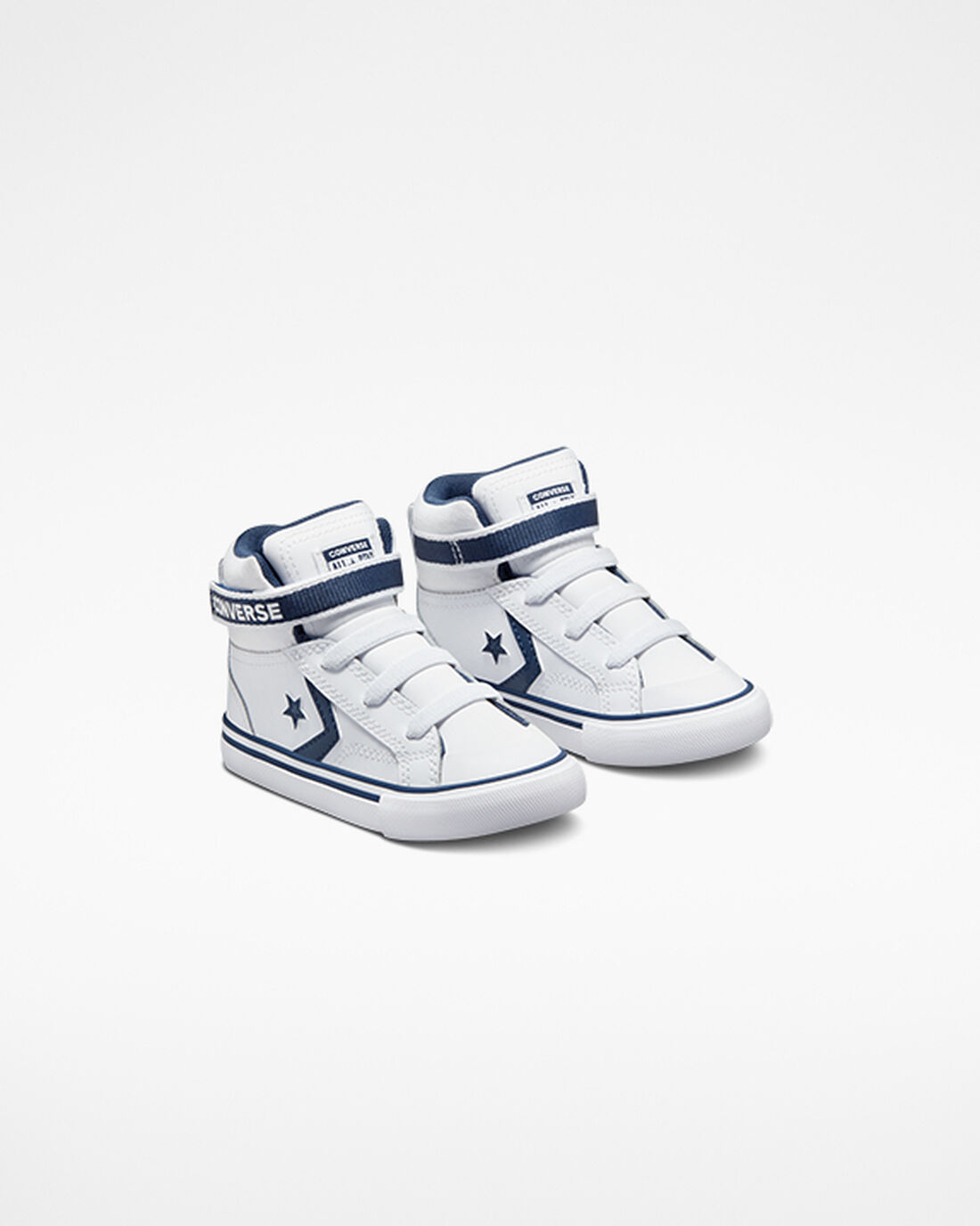 Boys' Converse Pro Blaze Strap Easy-On Varsity Club High Top Shoes White/Navy/White | Australia-48917