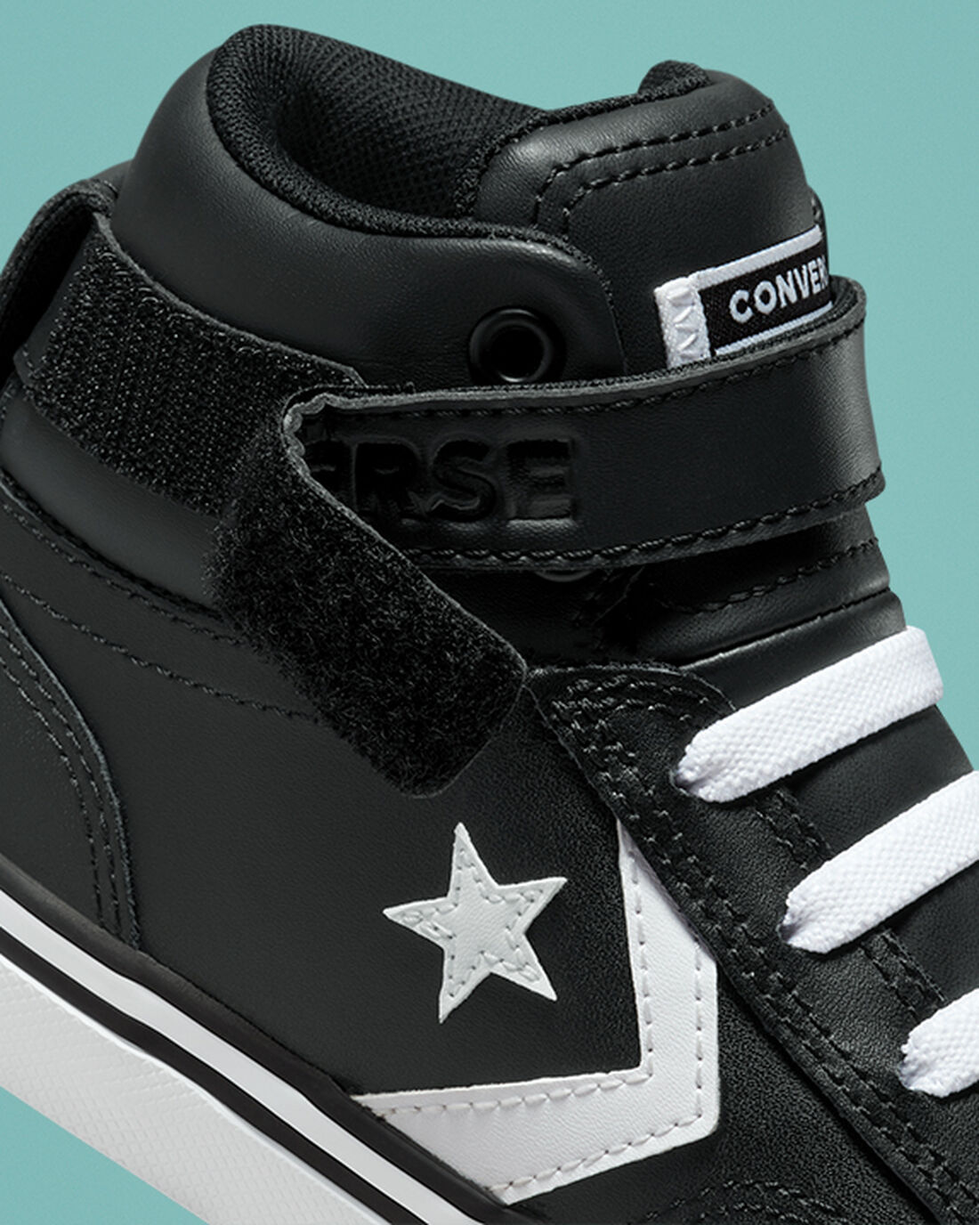 Boys' Converse Pro Blaze Strap Leather High Top Sneakers Black/White | Australia-04816