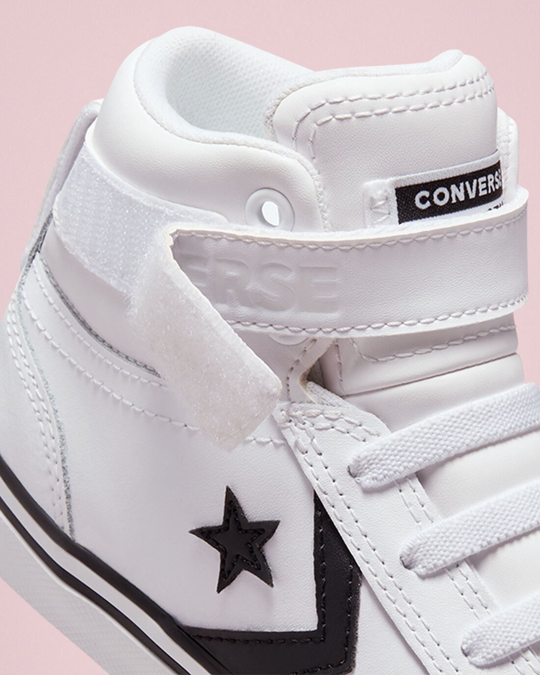 Boys' Converse Pro Blaze Strap Leather High Top Sneakers White/Black/White | Australia-56147