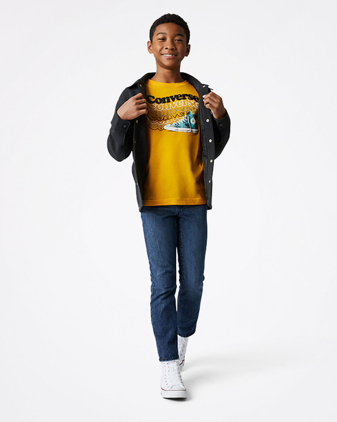 Boys' Converse Wavy Wordmark Sneaker T-Shirts Yellow | Australia-08267