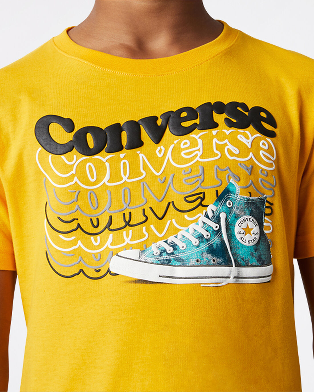 Boys' Converse Wavy Wordmark Sneaker T-Shirts Yellow | Australia-08267