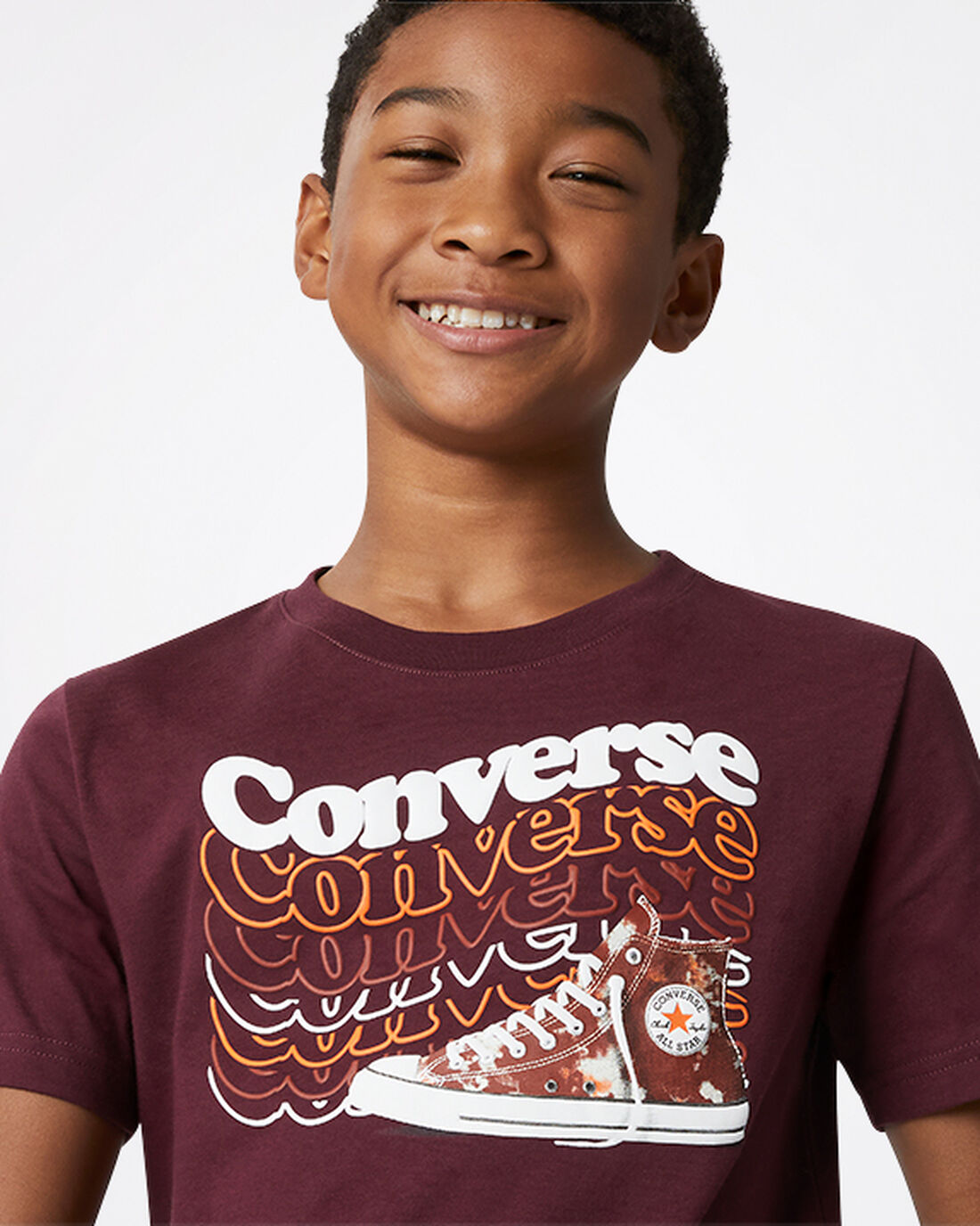 Boys' Converse Wavy Wordmark Sneaker T-Shirts Deep Burgundy | Australia-79310