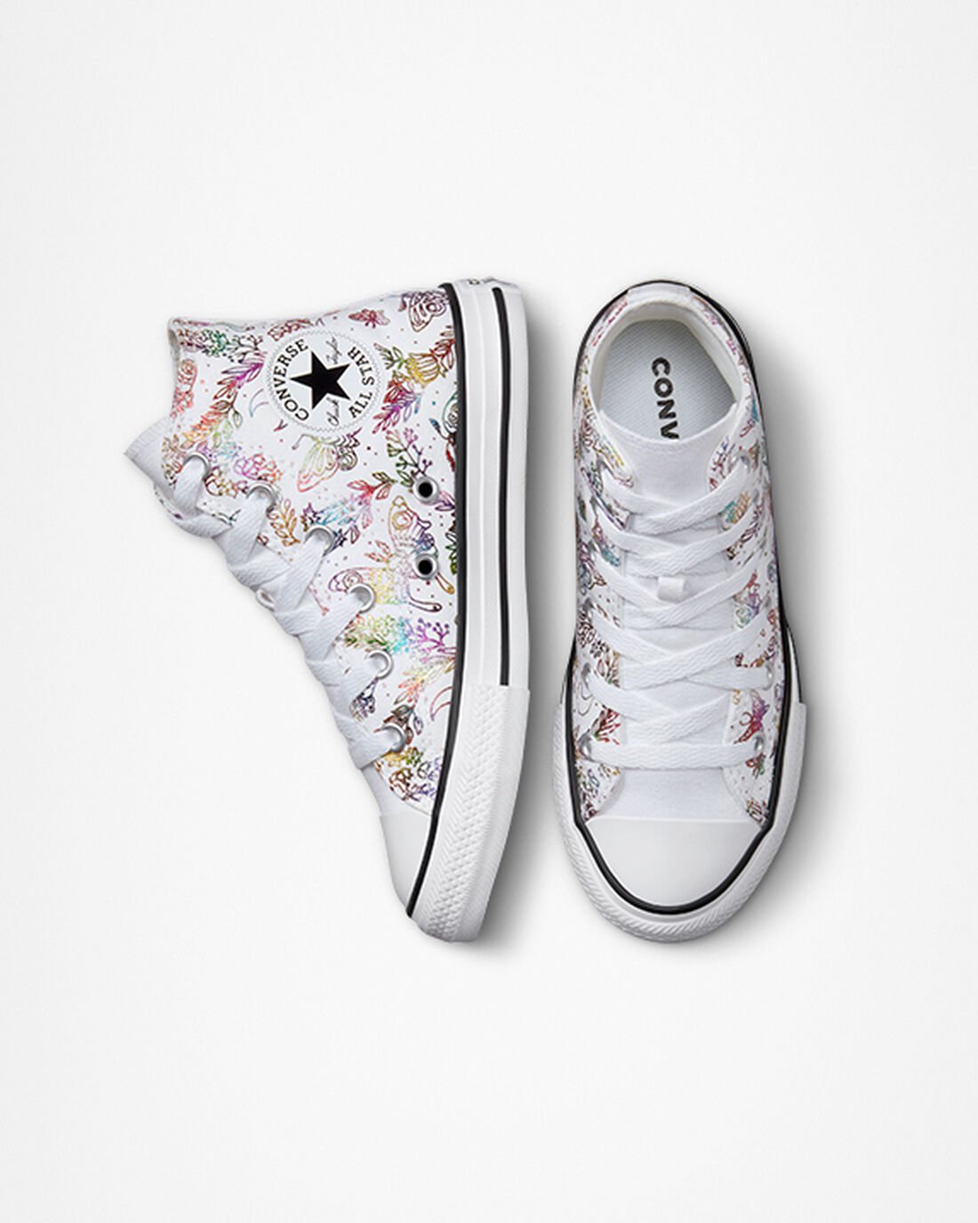 Girls' Converse Chuck Taylor All Star Butterfly Shine High Top Sneakers White/Pink/Purple/Blue | Australia-38420