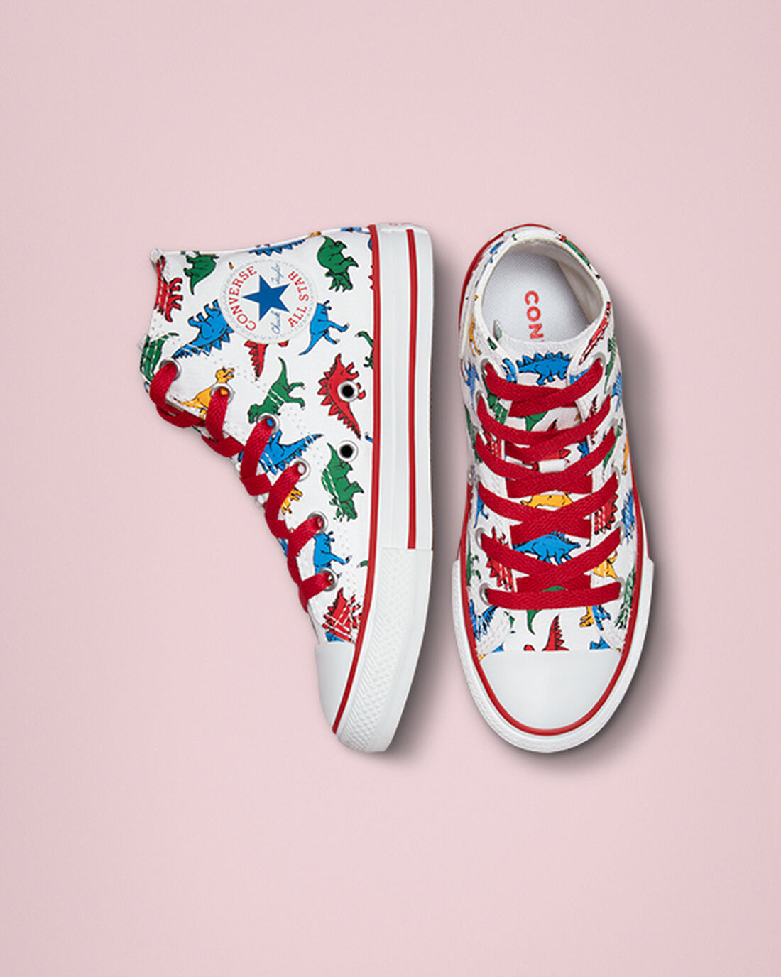 Girls' Converse Chuck Taylor All Star Dinosaurs High Top Sneakers White/Red/Blue | Australia-69871