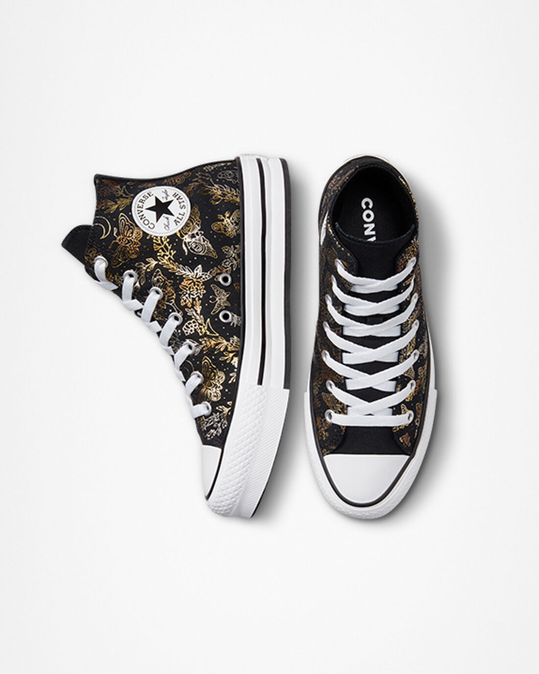 Girls' Converse Chuck Taylor All Star EVA Lift High Top Sneakers Black/Gold/White | Australia-03614