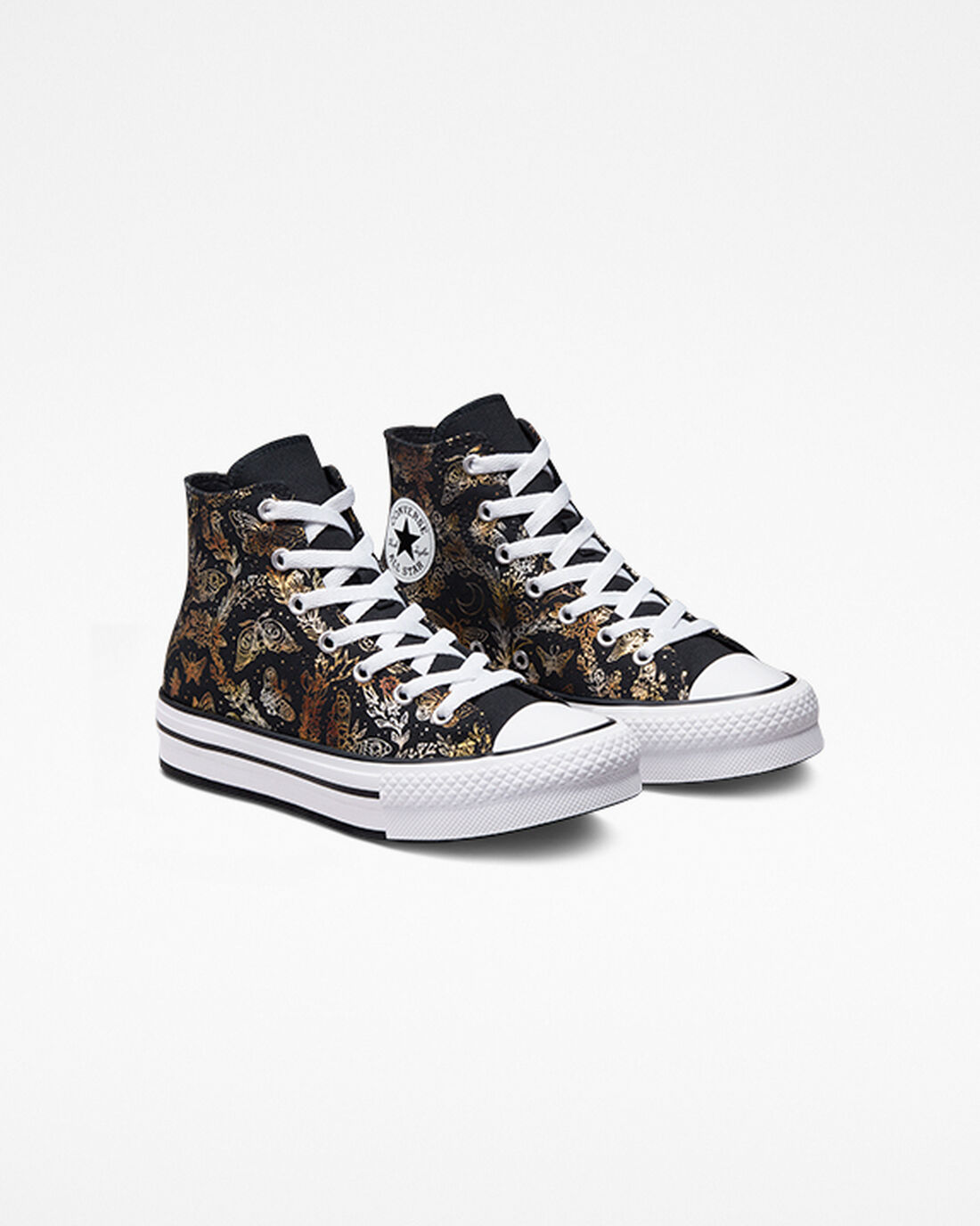 Girls' Converse Chuck Taylor All Star EVA Lift High Top Sneakers Black/Gold/White | Australia-03614