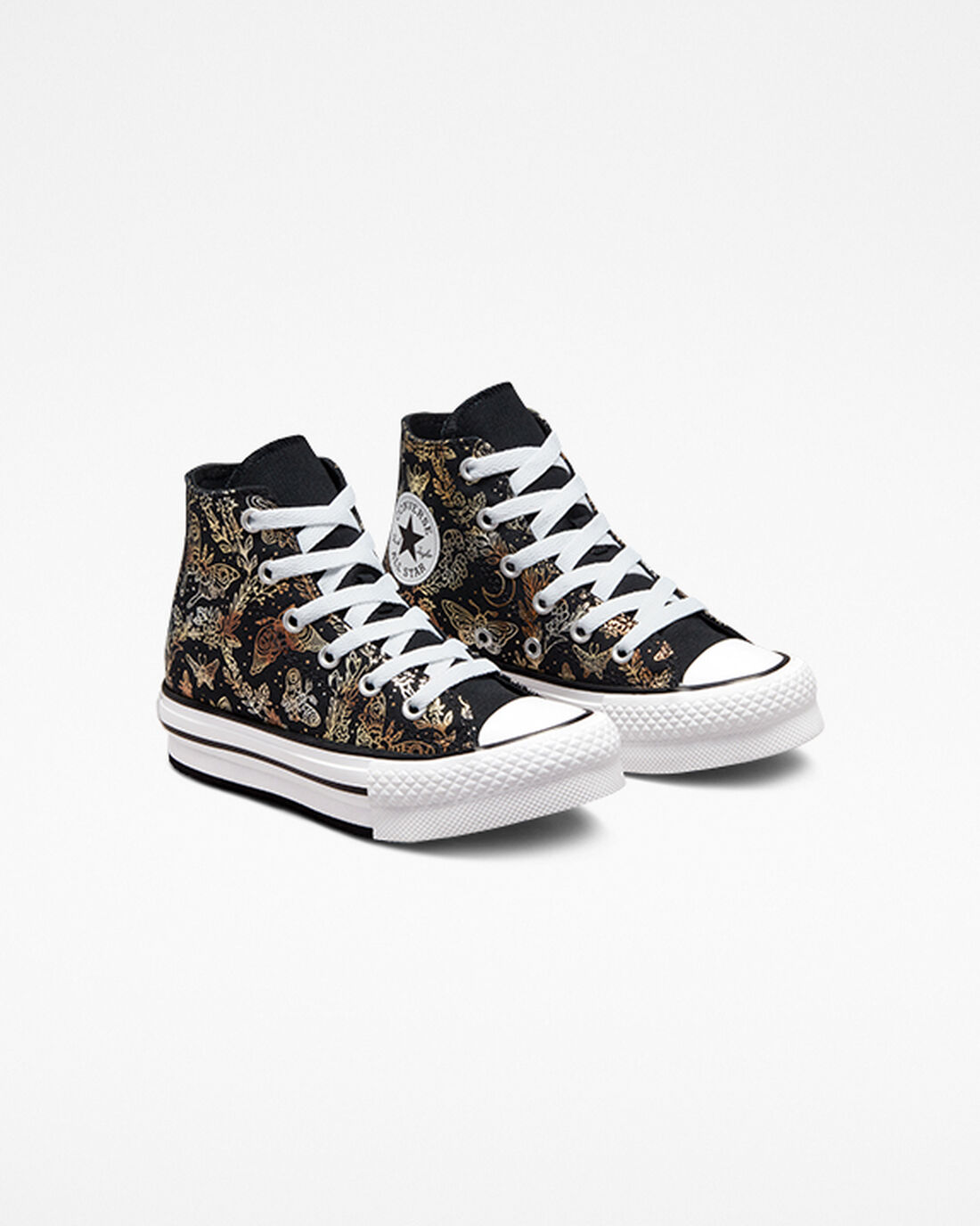 Girls' Converse Chuck Taylor All Star EVA Lift High Top Sneakers Black/Gold/White | Australia-76024