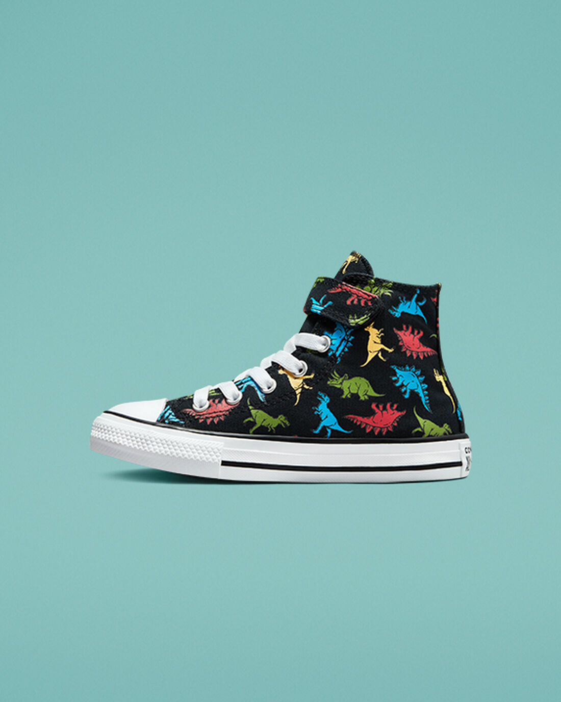 Girls' Converse Chuck Taylor All Star Easy-On Dinosaurs High Top Sneakers Black/Red/Blue | Australia-03462