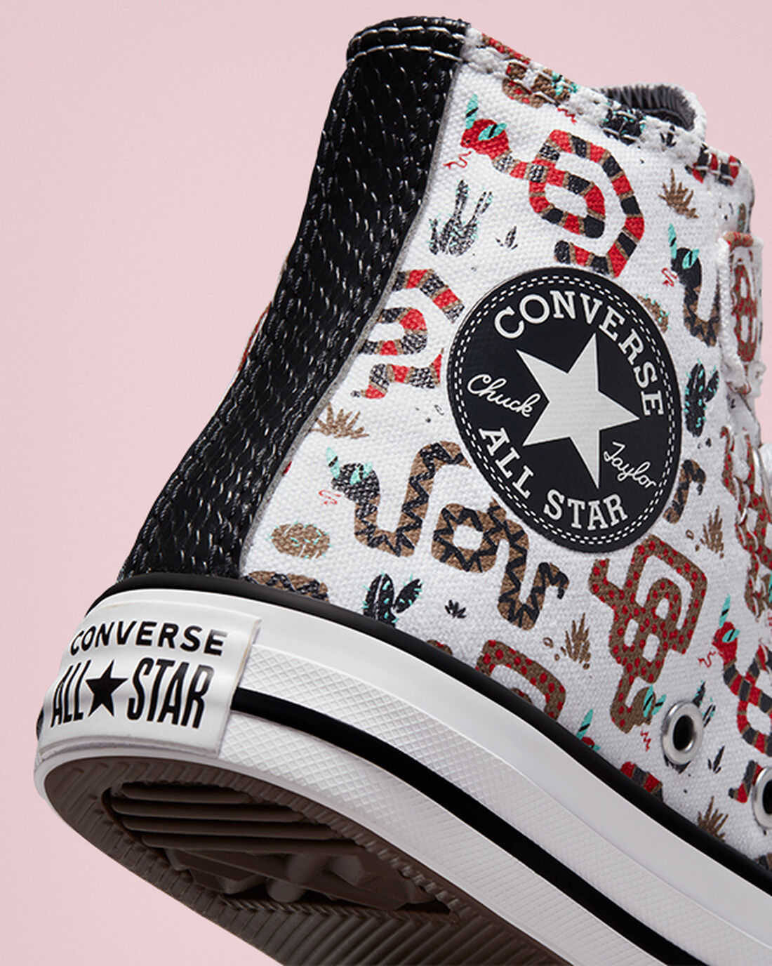 Girls' Converse Chuck Taylor All Star Easy-On Snake High Top Sneakers White/Grey/Red | Australia-16824