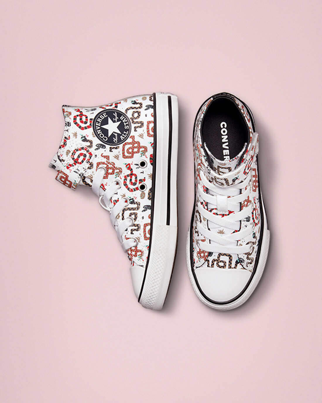 Girls' Converse Chuck Taylor All Star Easy-On Snake High Top Sneakers White/Grey/Red | Australia-16824