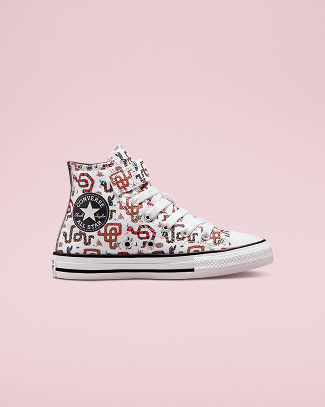 Girls\' Converse Chuck Taylor All Star Easy-On Snake High Top Sneakers White/Grey/Red | Australia-16824