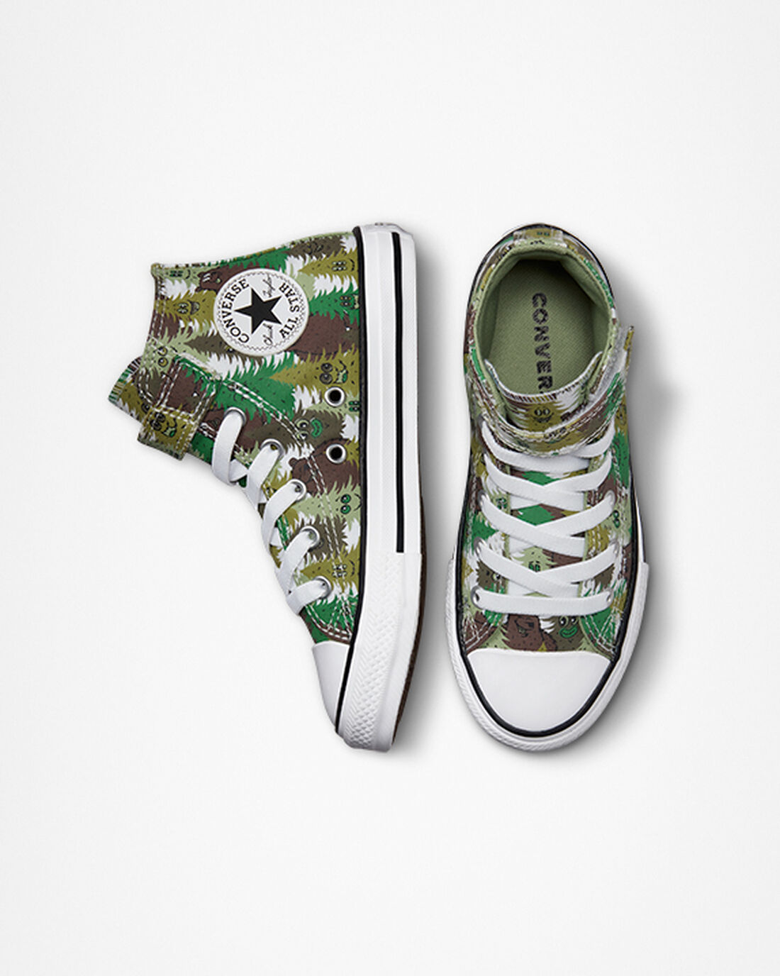 Girls' Converse Chuck Taylor All Star Easy-On Forest Camo High Top Sneakers White/Green | Australia-48329