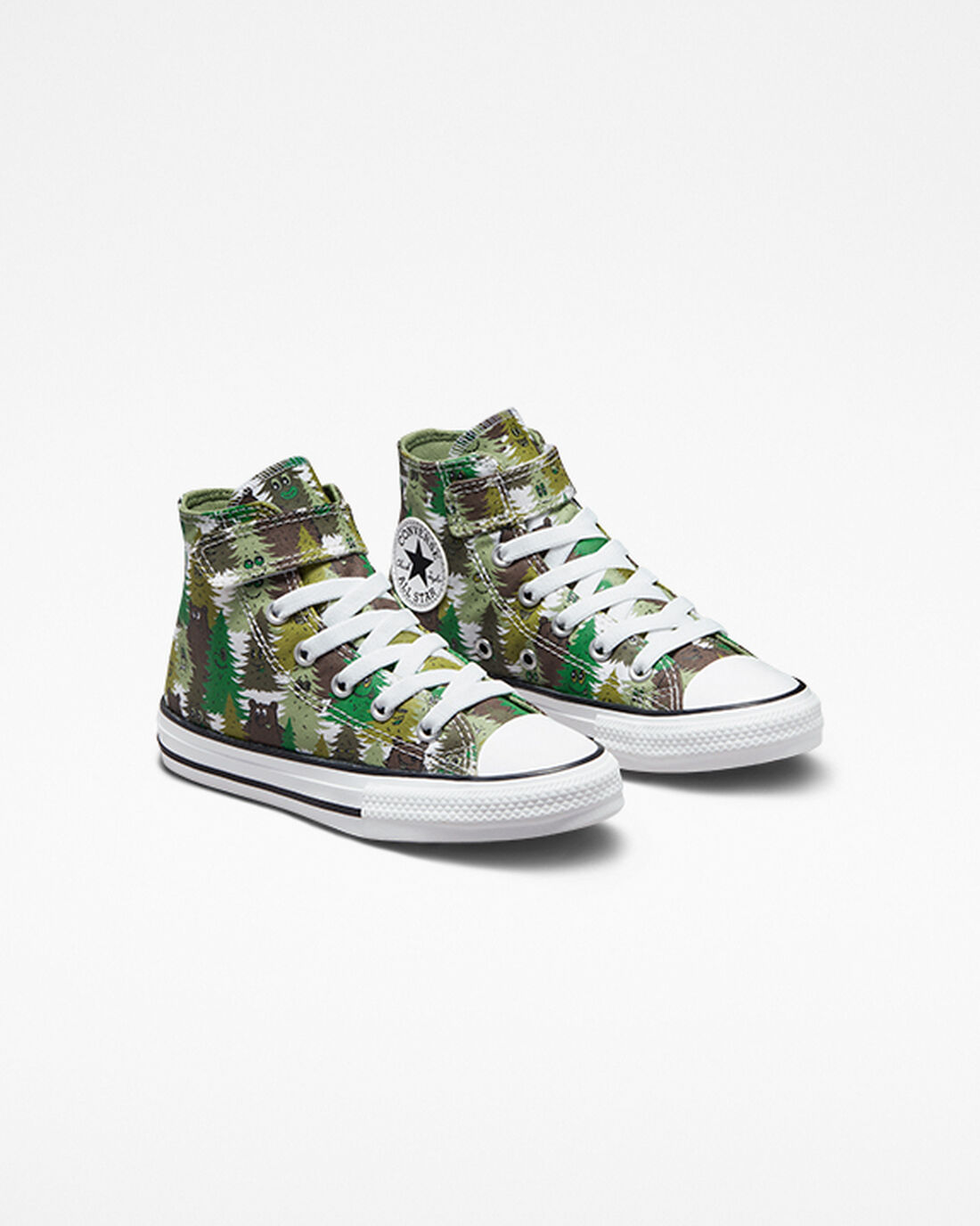 Girls' Converse Chuck Taylor All Star Easy-On Forest Camo High Top Sneakers White/Green | Australia-48329