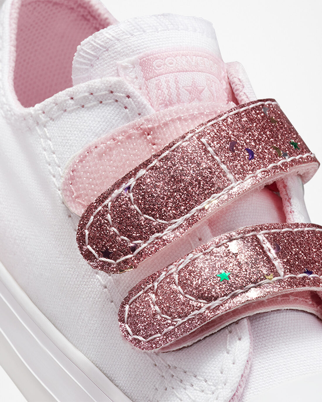 Girls' Converse Chuck Taylor All Star Easy-On Glitter Strap Sneakers White/Orange Pink/White | Australia-70693