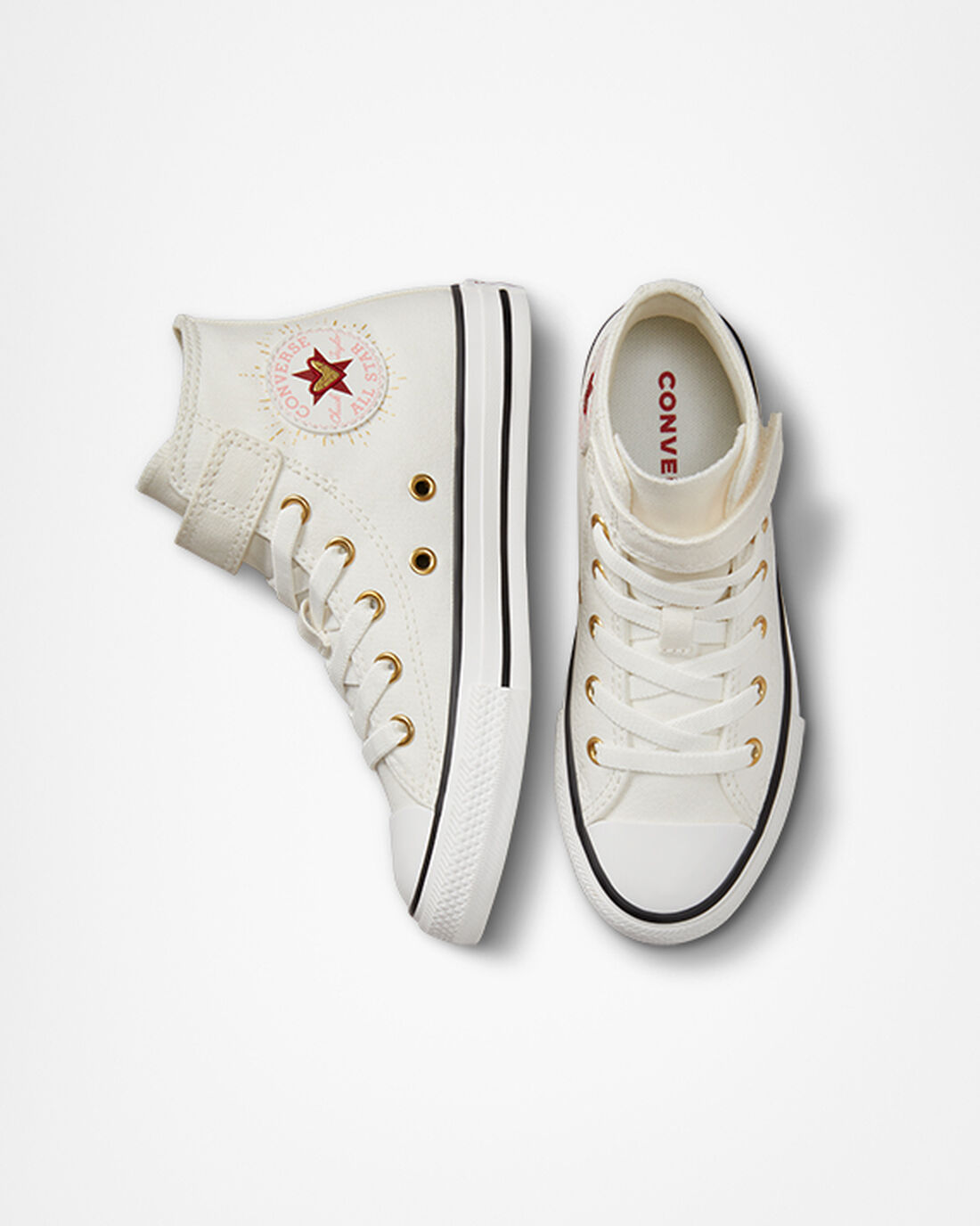 Girls' Converse Chuck Taylor All Star Easy-On Hearts High Top Sneakers White/Dark Red | Australia-84139