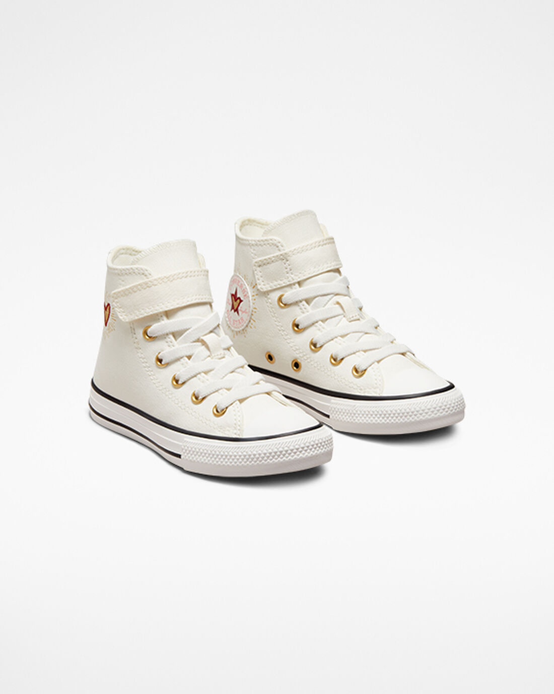 Girls' Converse Chuck Taylor All Star Easy-On Hearts High Top Sneakers White/Dark Red | Australia-84139