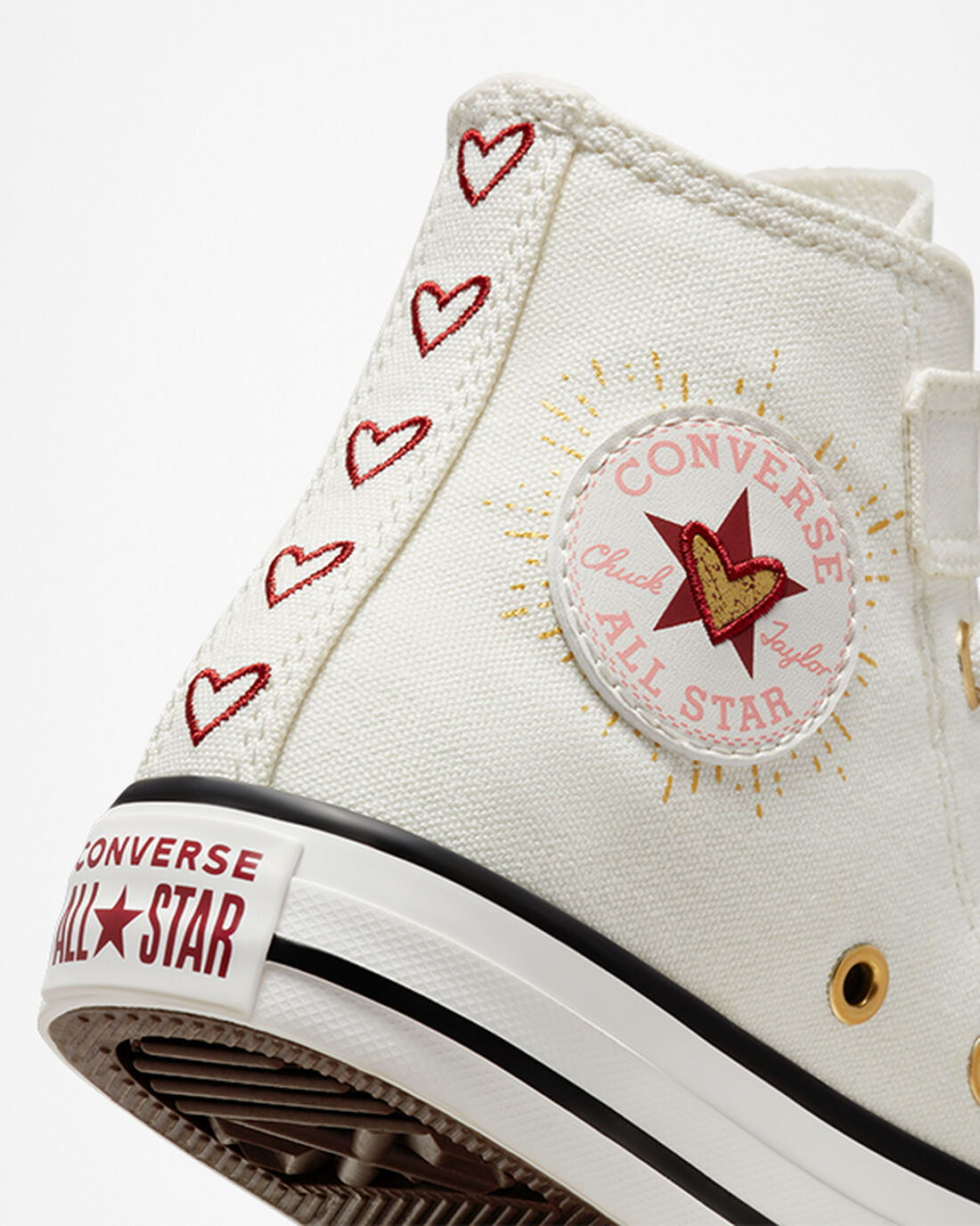 Girls' Converse Chuck Taylor All Star Easy-On Hearts High Top Sneakers White/Dark Red | Australia-84139