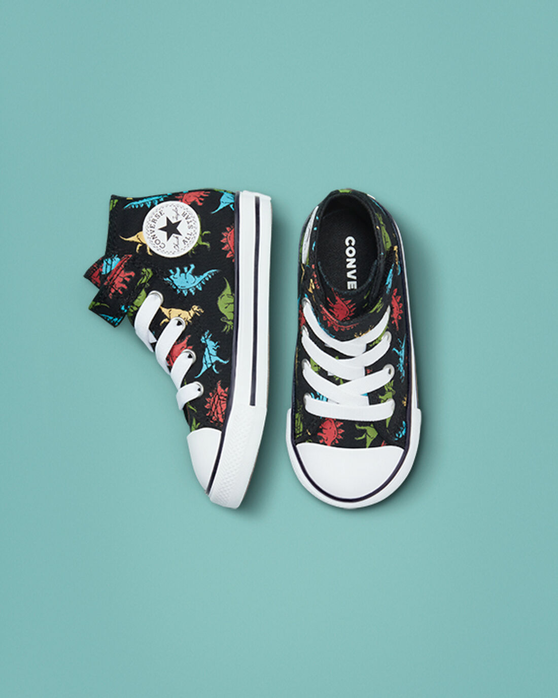 Girls' Converse Chuck Taylor All Star Easy-On Dinosaurs High Top Sneakers Black/Red/Blue | Australia-95476