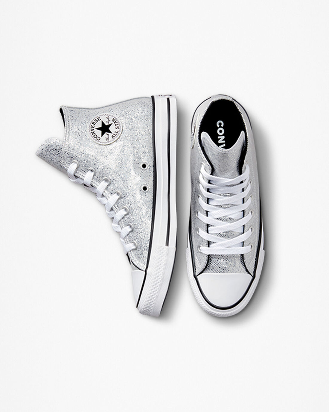 Girls' Converse Chuck Taylor All Star Glitter High Top Sneakers Silver/Grey/Black | Australia-14790